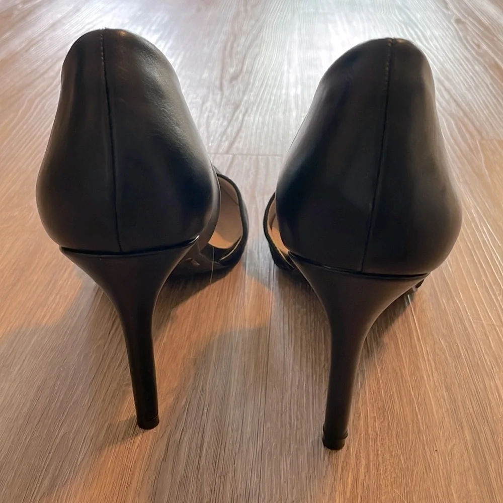 French Connection Women’s Pointy D’orsey Heels Size 10 Black Leather Cocktail